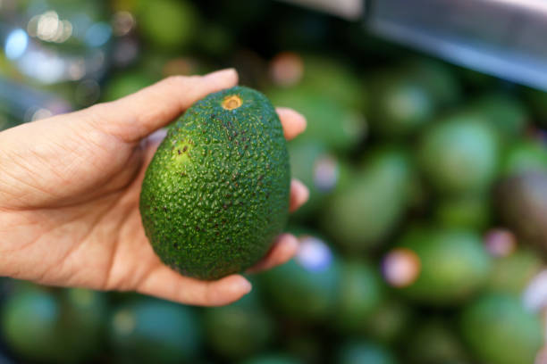 istock Hand Holding Fresh Avocado at a Grocery Store 2198104255