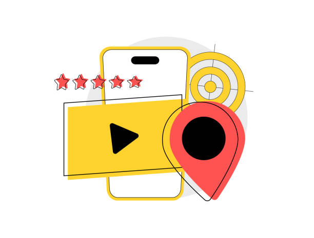 Hyperlocal video marketing boosting engagement through location-based ads, personalized content and targeted promotions. Hyper local video strategies enhancing brand visibility, audience connection Hyperlocal video marketing boosting engagement through location-based ads, personalized content and targeted promotions. Hyper local video strategies enhancing brand visibility, audience connection. image based social media stock illustrations