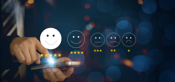 istock App users give ratings or score for service experience in online applications about software security and operability speed. 2198105243