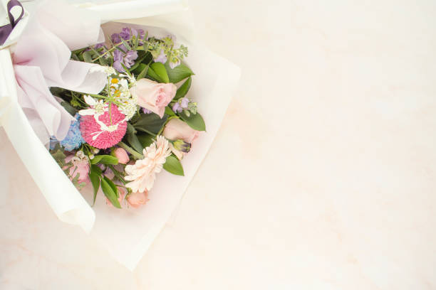 istock Flower bouquets, thank you cards, and copy space 2198105798