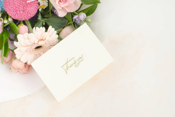 istock Flower bouquets, thank you cards, and copy space 2198105800