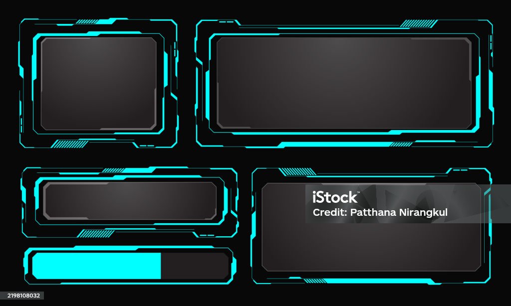 Video Game Ui Control Panel Hud Frames Blue User Interface Elements Design Modern Technology ...