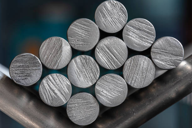 istock Stack of steel rods, metallurgical industry products 2198109089