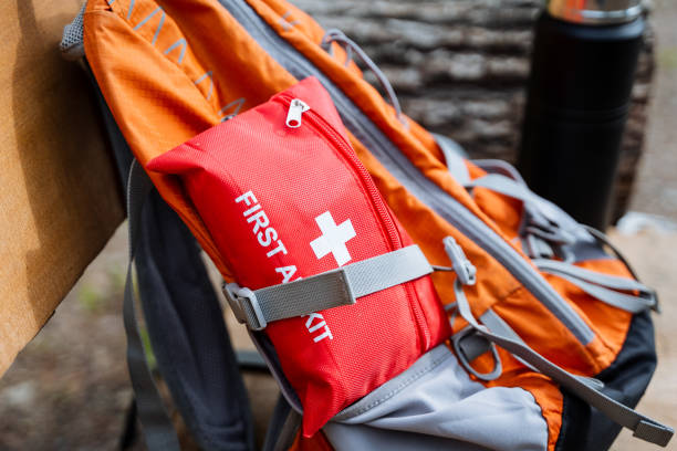 istock Outdoor Adventure Backpack with an Essential First Aid Kit is great for hiking and camping. Ensure safety with this backpacks supplies for emergency situations in the wilderness 2198112361
