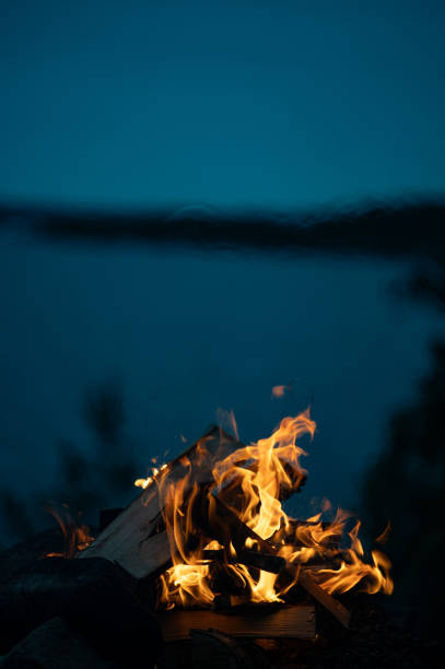 istock Orange flames from fire outside on a hike 2198112493