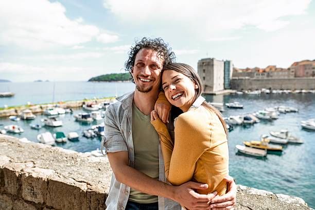 istock Happy couple enjoying scenic dubrovnik harbor 2198114770