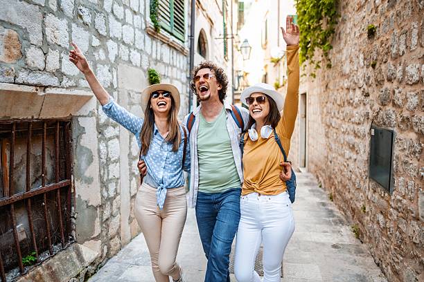 istock Joyful friends exploring the streets of dubrovnik 2198115596