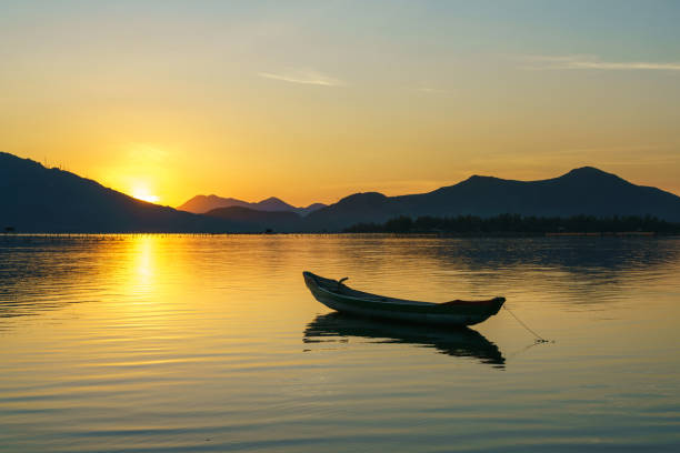 Free Stock Photo of Boat and river with yellow sunset | Download Free ...