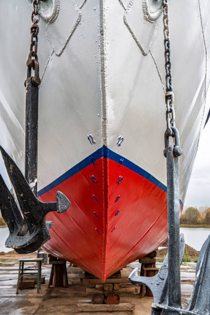 istock Ship's bow with anchors on both sides close-up 2198117353
