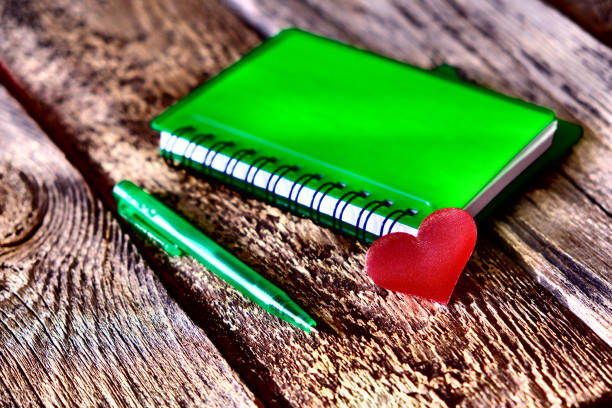 Notebook or sketchbook, teenagers diary . Creativity, art, love, education concept