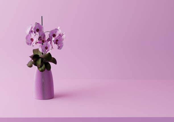 istock 3D Purple background with flowers for product display 2198123665