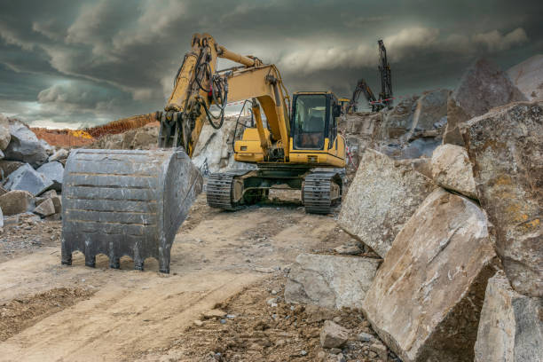 istock Industrial machinery at a construction site 2198124411