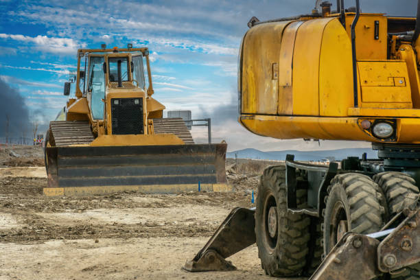 istock Industrial machinery at a construction site 2198124413