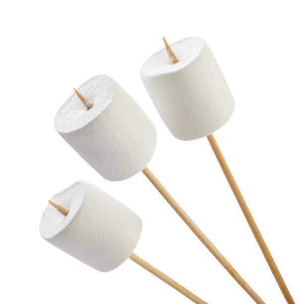 istock Marshmallow on a wooden stick a white background. Isolated 2198125713