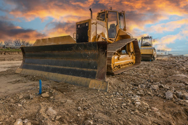 istock Industrial machinery at a construction site 2198125940