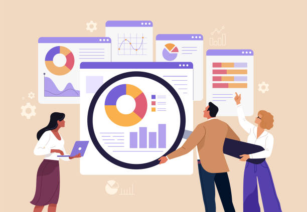 ilustraciones, imágenes clip art, dibujos animados e iconos de stock de concepto de análisis de datos empresariales. - estrategia de negocio