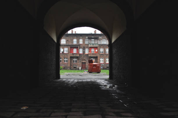 A brick gate of a building, a passage between buildings old town