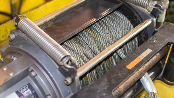 istock yellow rope winch with visible details 2198140440