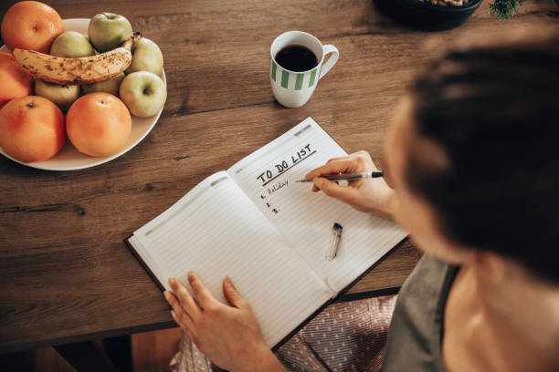 istock Woman Making To Do List While Enjoying Morning Coffee At Home 2198144376