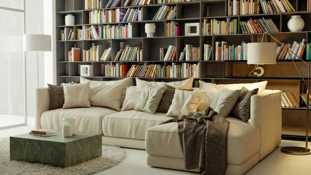 istock Large luxury modern bright interiors Living room mockup illustration 3D rendering image 2198144431