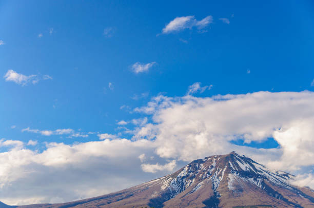 Spring in Tsugaru, Mt. Iwaki with lingering snow, Aomori, Japan