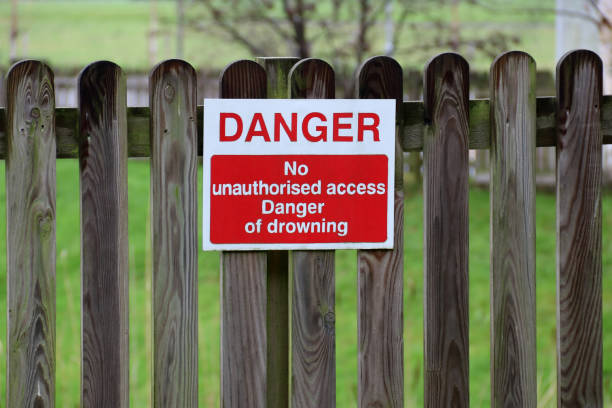 istock Danger Drowning Sign at a Public Park Area 2198149182