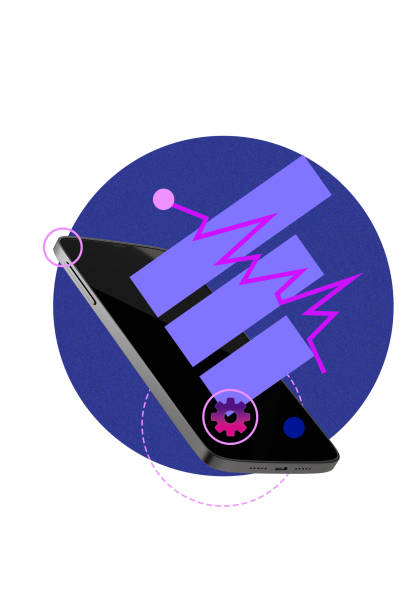 istock 3D collage poster template trend artwork sketch of big smartphone display target stats graphics charts analyzing cogwheel cyberspace 2198159892