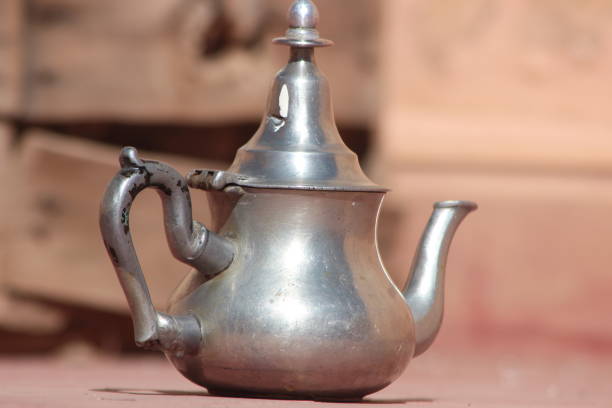 Old Moroccan Metal Teapot Close-up