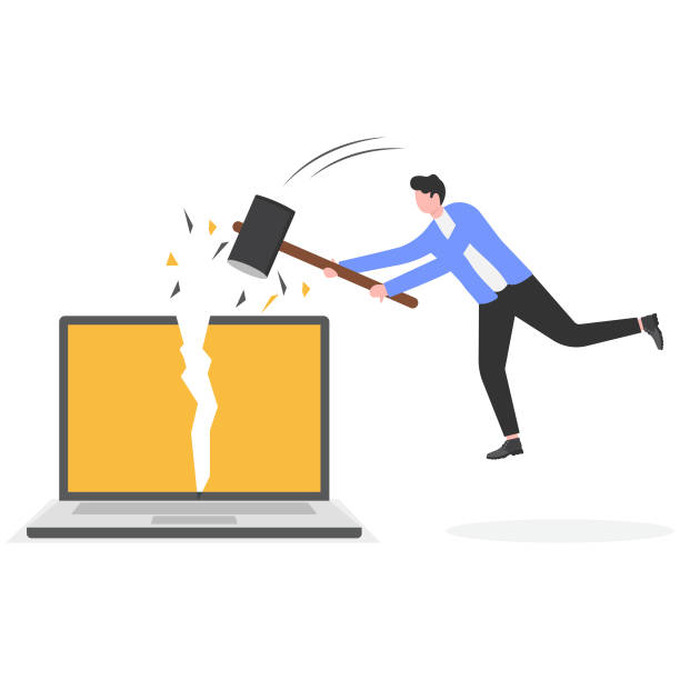 Computer Ran By One People 40+ One Business Man Silhouette Computer Computing Angry Stock Photos ...