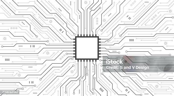 Vector Coonection Circuit Abstract Ai Circuit Board Background In Black And White Tone Top View ...