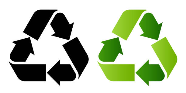 istock Recycle sign set. Waste recycling symbol, packaging labels, information signs of recycling, cycle green symbol. Recycling and rotation arrow icon pack. 2198169772