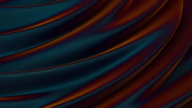istock Abstract futuristic texture with flowing digital waves, featuring orange and blue tones in a high-tech style 2198170122