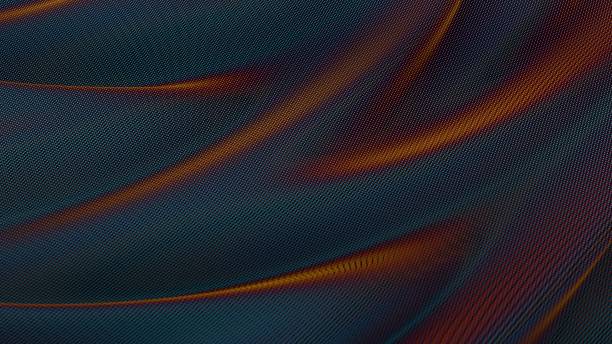 istock Abstract futuristic texture with flowing digital waves, featuring orange and blue tones in a high-tech style 2198170264