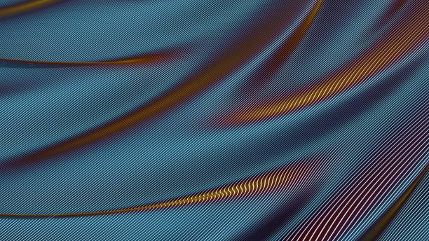 istock Abstract futuristic texture with flowing digital waves, featuring orange and blue tones in a high-tech style 2198170275