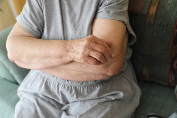 Hands of an elderly woman close up