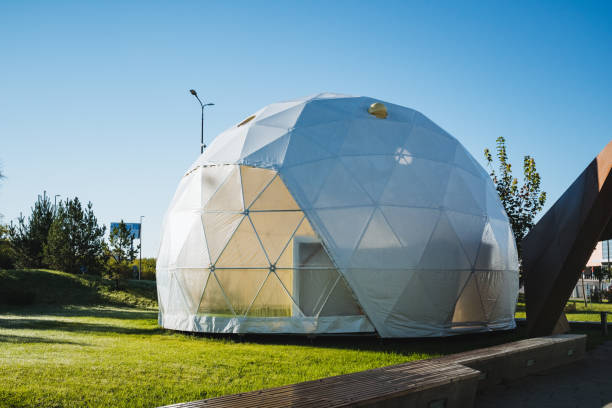 istock This remarkable contemporary Geodesic Dome structure is beautifully positioned within the tranquility of a lush green park environment 2198172395