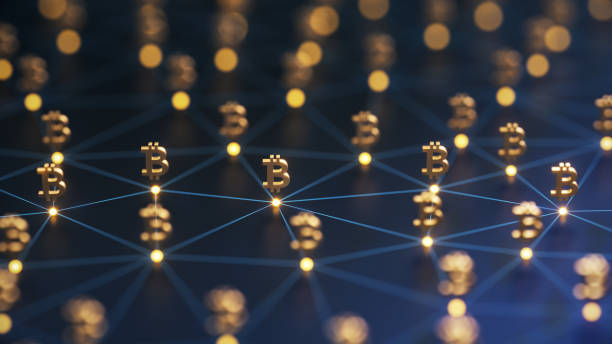 istock Bitcoin Symbol and Connected Dots Futuristic digital background. Abstract connections technology and digital network. 3d illustration. 2198173233