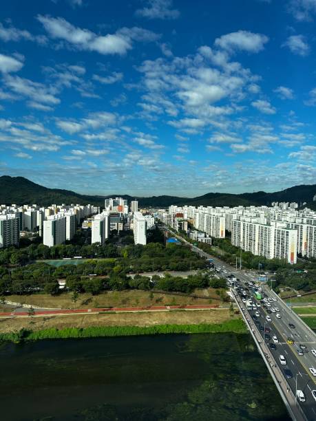 istock Clear blu sky with city town 2198173246