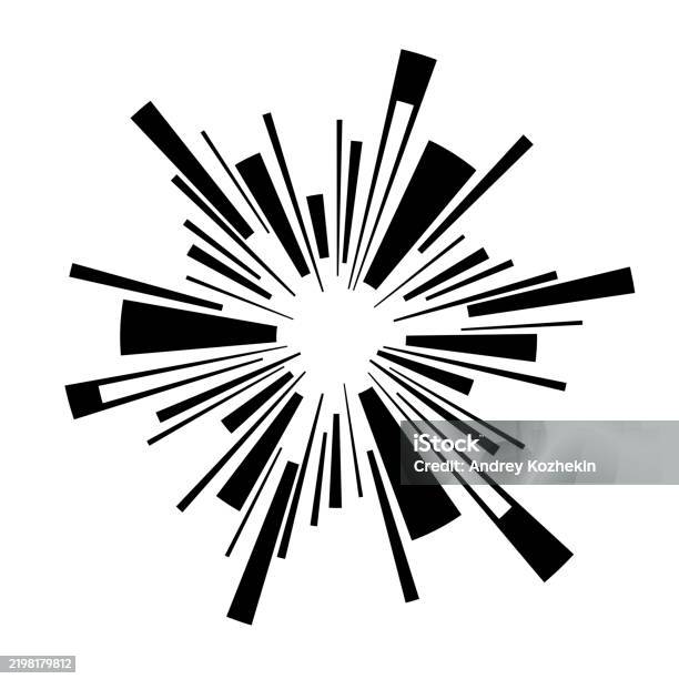 Vector Ray Beams Pattern Illustration With Rays Beams Black Vector Shapes Isolated On White ...