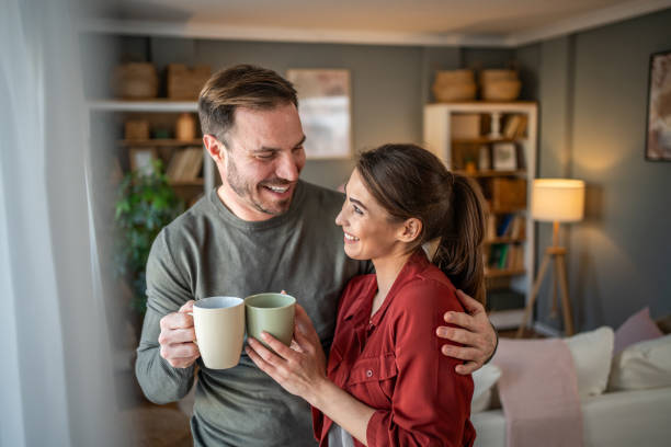 istock Happy couple sharing a coffee moment 2198183548