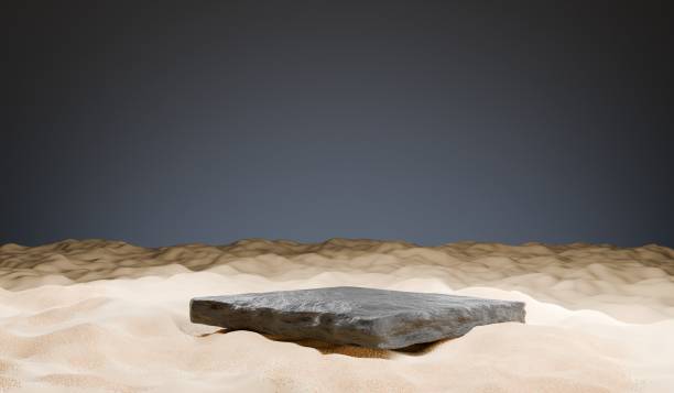 istock Stone podium, sand floor, 3D illustration 2198187052