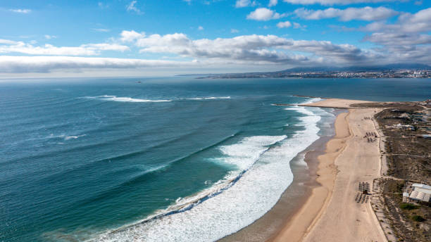 istock Wide Beach Scene with Lisbon Horizon 2198188106