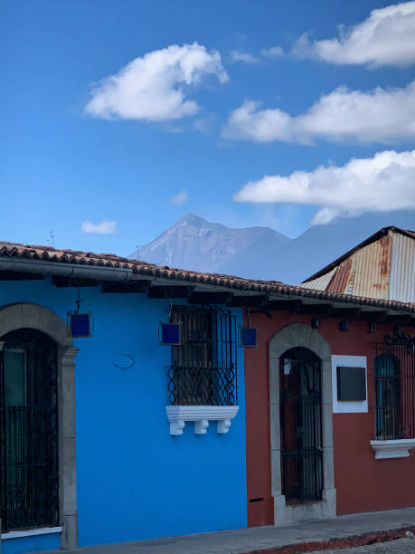 Painted Wall and Doors (Antigua, Guatemala) stock photo