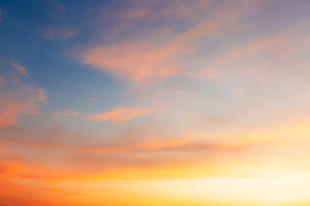 Morning orange sky and clouds background,Sunset sky for background or sunrise sky and cloud at morning.