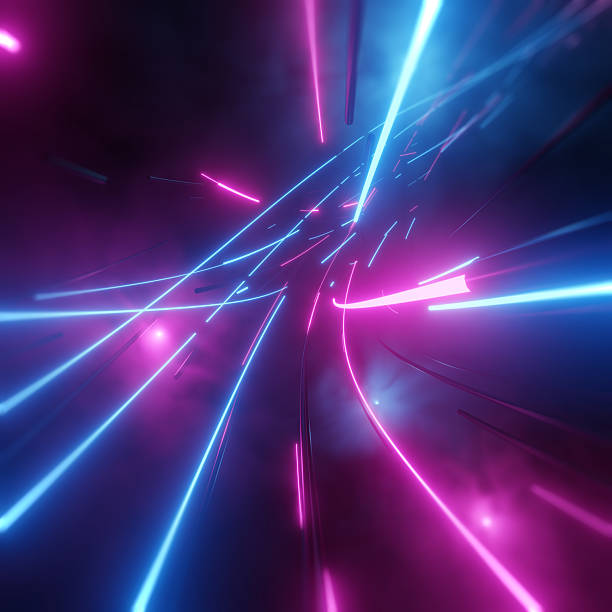 istock Abstract neon lights into digital technology tunnel. Futuristic technology abstract background with lines for network, big data, data center, server, internet, speed. 3D render 2198201931