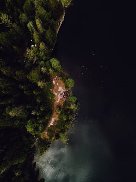 istock Aerial view of forest and lake 2198202034