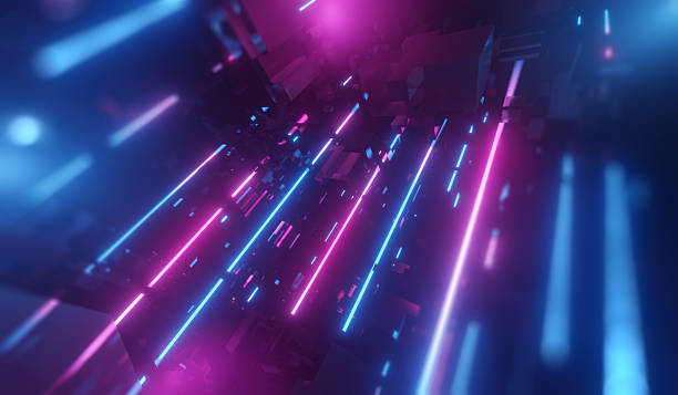 istock Neon lines speed through a dark tunnel, creating a retro cyber gaming background. Glowing pink and blue lines with a dynamic perspective. 2198202181