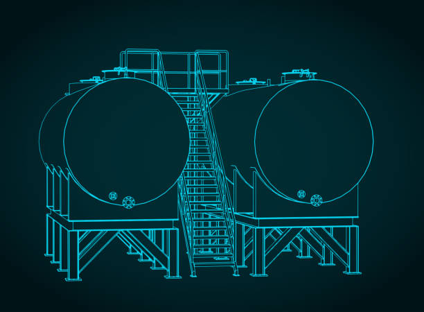 Compounding Tank Graphic 370+ Drawing Of Storage Tanks Crude Oil Stock Illustrations, Royalty ...
