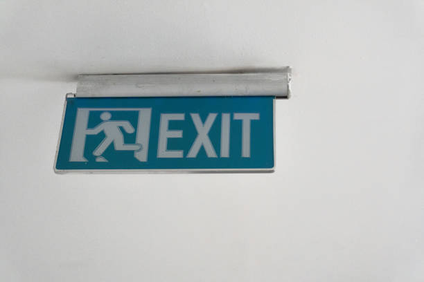 Fire doors and escape signs in buildings