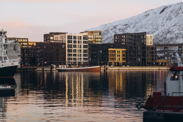 istock Harbor Buildings Snowy Mountain View 2198206209